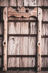 Antique Old Wooden Door Close Up, details in Todos Santos, Mexican Town