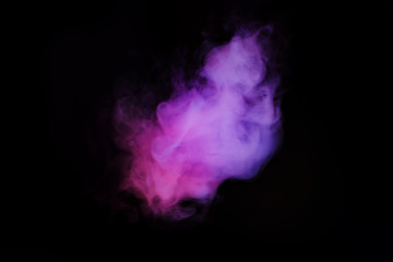 Abstract neon light smoke effect on black background. Smoke cloud explosion.