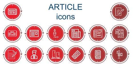 Editable 14 article icons for web and mobile