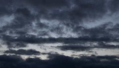 Winter evening dark clouds over Berlin and Brandenburg on February 19, 2020, Germany