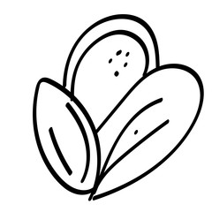 Single doodle outlne flower, leaf, plant, twig. Vector. doodle clipart. Isolated on a white background. For design, cards, invitation, decoration, stickers.