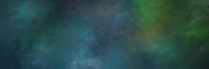 colorful grungy painting background graphic with dark slate gray, teal blue and very dark green colors and space for text or image. can be used as header or banner
