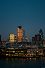 Fototapeta na wymiar City skyline with NatWest and Swiss Re towers, London, UK