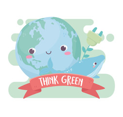 world whale energy environment ecology cartoon design
