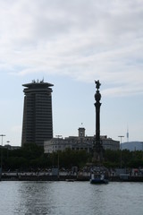 Obraz premium VIEW OF THE PORT OF BARCELONA AND SURROUNDINGS FROM A FERRY