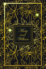 Wedding card in gold and dark colors. eps10 vector stock illustration
