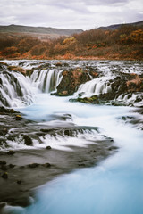 Fototapeta na wymiar Long exposure of Brúarfoss waterfall in Iceland