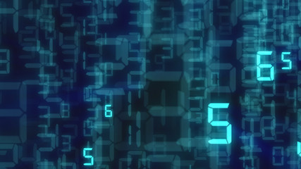 Abstract binary background, number streams, matrix effect.
