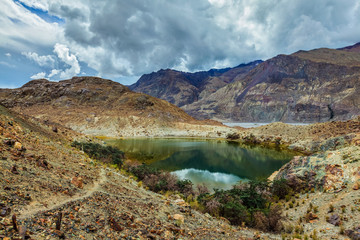 Fototapeta na wymiar Lohan Tso mountain lake. Nubra valley, Ladakh, India