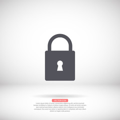 Lock vector icon , lorem ipsum Flat design