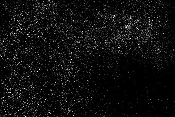 White Grainy Texture Isolated On Black Background. Dust Overlay. Light Coloured Noise Granules. Snow Vector Elements. Digitally Generated Image. Illustration, Eps 10.