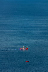 Fishing boats in the Cantabrian Sea, Liendo, Liendo Valley, Cantabrian Sea, Cantabria, Spain, Europe