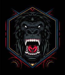 vector Head of a gorilla with angry face