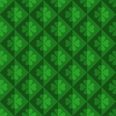 Seamless pattern with icon clover in rhombuses. Background for St. Patricks Day. - 324365714