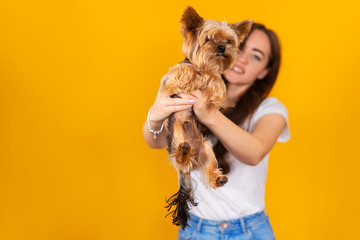 friend, friendship, joyful, puppy, youth, dog, happiness, love, owner, pet, playful, smile, together, active, female, fun, funny, happy, kid, person, portrait, pretty, walk, adult, animal, caucasian, 