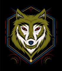 The wolf illustration, head wolves logo.