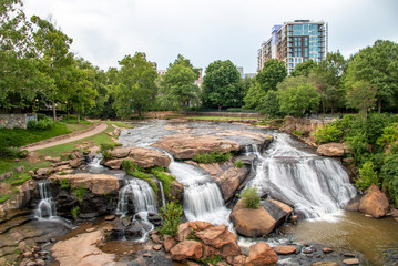 Waterfall in downtown Greenville South Carolina 