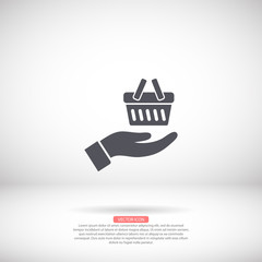 basket in hand icon , lorem ipsum Flat design
