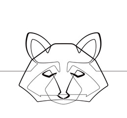 Raccoon One Continuous line Abstract Vector Graphic Illustration Animal Icon