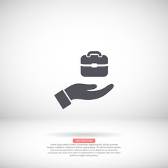 Bag in hand icon , lorem ipsum Flat design