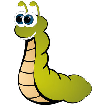 Cartoon of a cute happy worm