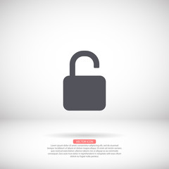 lock symbol on gray background , lorem ipsum Flat design