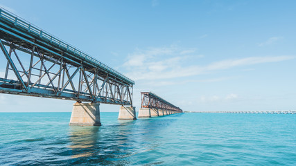 Bahia Honda State Park, Florida Keys.  Old overseas highway bridge in aqua waters