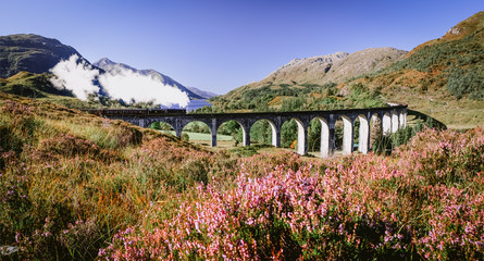 Glenfinnan Viaduct with steam train