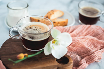 Biscotti and Espresso Coffee Breakfast