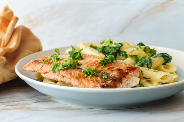 Italian Salmon Alfredo Penne