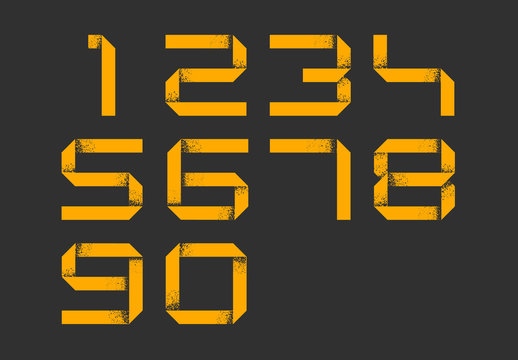 Grunge Paper Ribbon Numbers Set