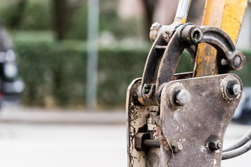 tip of a demolition excavator, copy space