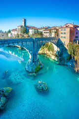 The bridge of Cividale del Friuli, devil's bridge, Italy river and city