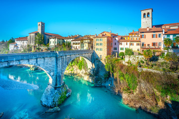 The bridge of Cividale del Friuli, devil's bridge, Italy river and city