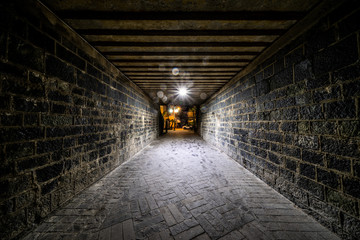 Gallery, tunnel, infinite symmetric, square, mysterious