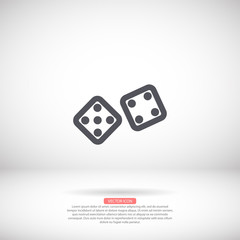Dice vector icon , lorem ipsum Flat design