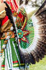 Traditional Native American costume from the back