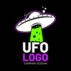 UFO Logo Template Design Vector, Emblem, Design Concept, Creative Symbol, Icon, art, Black Background © Marlon