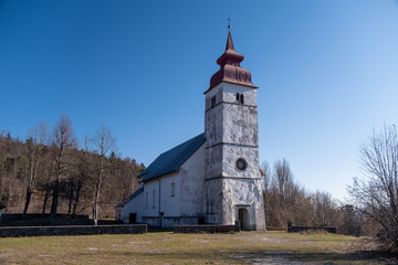 Saint Mary church over Planina in Slovenia