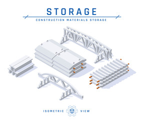 Concrete storage in isometric view, vector icon