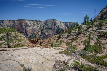 hiking west rim trail in zion national park, usa
