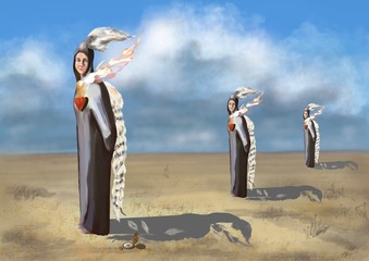 Surrealistic digital illustration about self destruction, destiny, choices and burnout 