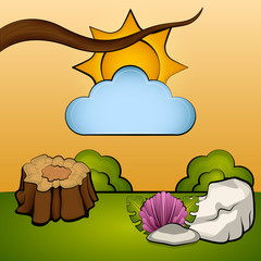 Beautiful spring landscape cartoon