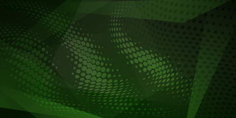 Abstract background made of halftone dots and straight lines in dark green colors