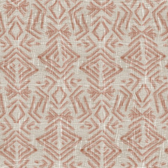 Printed seamless upholstery couch cover fabric pattern illustration. Modern worn tribal ethnic pink graphic design. Textured textile grungy cotton cloth. Decorative repeat raster jpg swatch. - 324383346