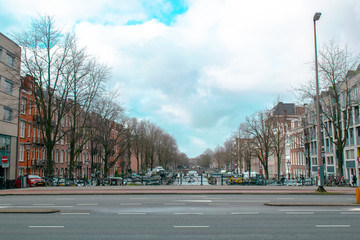 Fototapeta premium Road in front of Amsterdam Canal