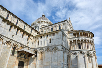 Fototapeta na wymiar The cathedral of Pisa near the leaning tower of Pisa
