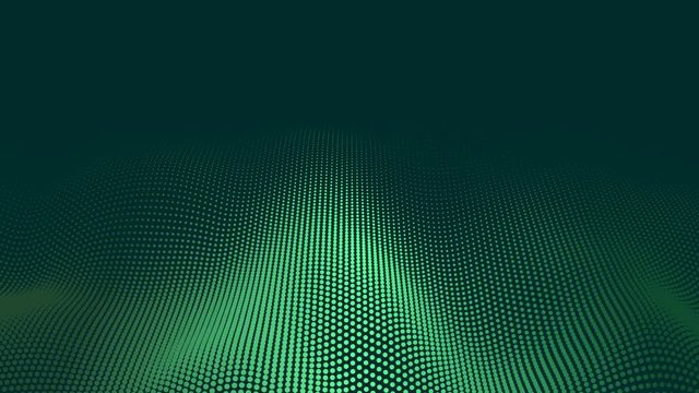 Halftone pattern loop. Abstract animation. Light green dots on teal background. Seamlessly looping wave motion. Copy space for your text or logo. Other colours available in my portfolio.