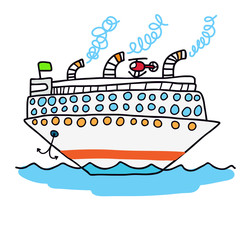 Obraz premium Vector illustration of cruise liner in the ocean