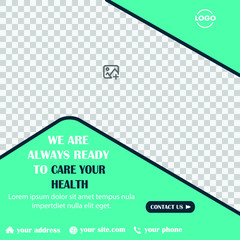 Healthcare post social media template. Vector illustration